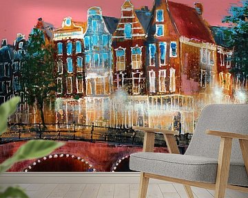 Amsterdam Pink Sky van Atelier Paint-Ing