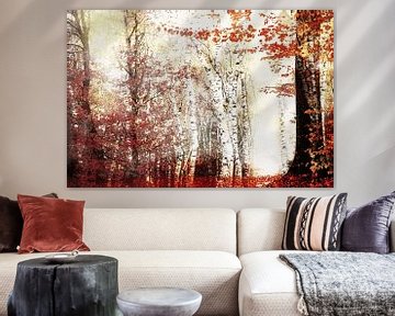 Art with picturesque warm autumn colours