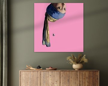 Vermeer Meisje met de Parel ondersteboven popart van Miauw webshop