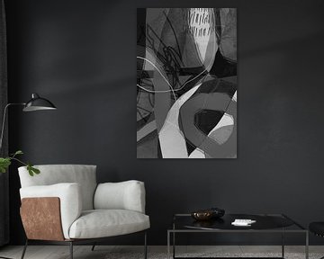 Moderne abstrakte minimalistische organische Formen und Linien in Schwarz und Weiß von Dina Dankers