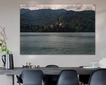 Island with church in Lake Bled, Slovenia by Paul van Putten