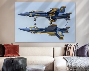 Blue Angels #5 and 6 in action during airshow. by Jaap van den Berg