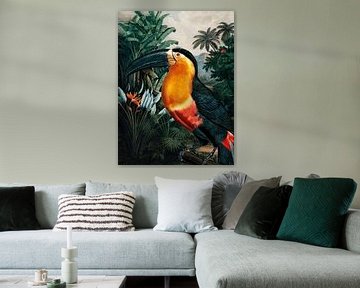 Toucan in green tropical jungle by Kjubik