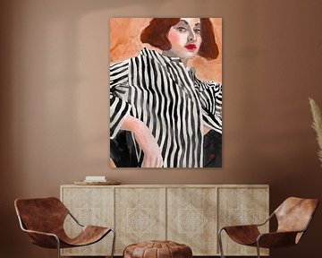 Stripes : une peinture fantaisiste d'une femme sur Hella Maas