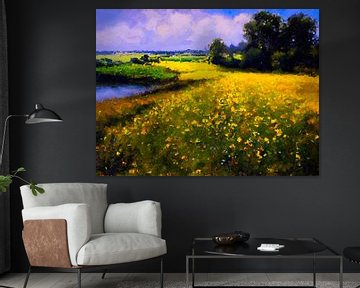 Landschaft mit goldgelben Feldern in Frankreich von ellenilli .