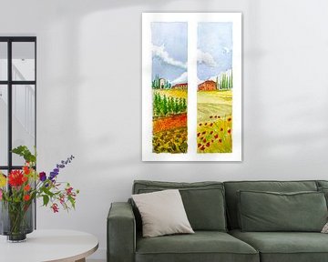 Tuscan landscapes | Watercolour Painting | Diptych by WatercolorWall