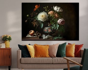 Nature morte avec des fleurs style vieux maîtres.