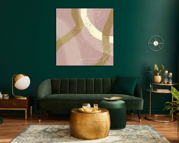 Abstract geometry in pastel colors. Organic shapes in pink, beige, brown by Dina Dankers