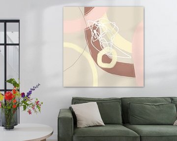 Abstract geometry in pastel colors. Organic shapes in beige, yellow, pink by Dina Dankers