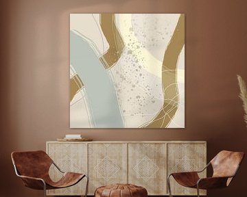 Abstract geometry in pastel colors. Organic shapes in beige, grey, brown, yellow by Dina Dankers