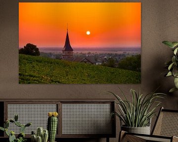 Lever de soleil dans les vignobles d'Alsace sur Tanja Voigt
