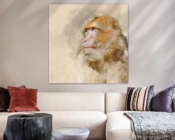 Portrait d'un singe de Barbarie (art) sur Art by Jeronimo