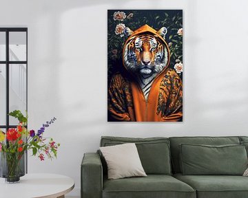Het wilde leven in stijl: De tijger in een hoodie van Vlindertuin Art