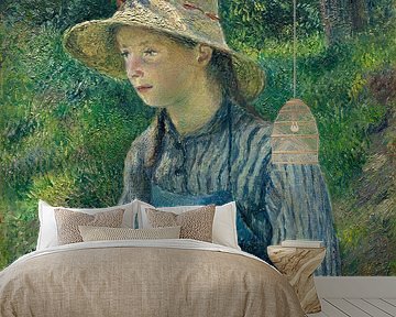 Boeren Meisje met een strooien hoed, Pissarro