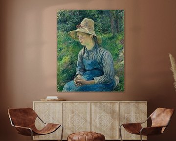 Boeren Meisje met een strooien hoed, Pissarro