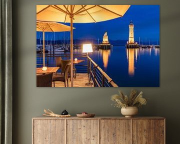 Harbour in Lindau on Lake Constance at night by Werner Dieterich