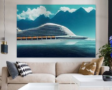 Cruise ship on the high seas in Norway Illustration by Animaflora PicsStock
