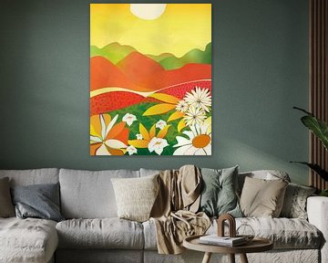 Paysage abstrait d'été avec des fleurs sur Tanja Udelhofen