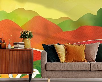 Abstract summer landscape with flowers