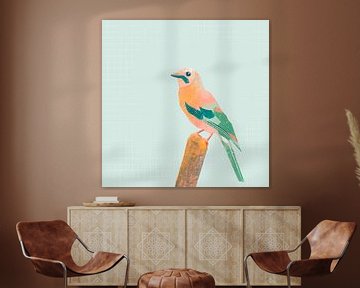 Vlaamse gaai, vogel illustratie van Femke Bender