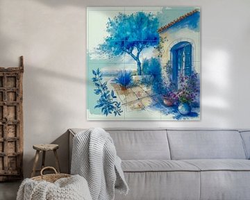 Blauwe mediterrane zomer van Vlindertuin Art