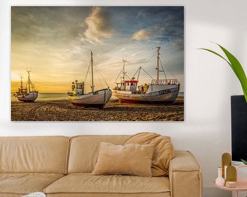 Fishing boats on the beach in Løkken, Denmark by Truus Nijland