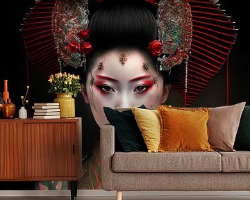 Portret van een geisha van Carla van Zomeren
