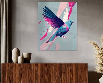Colourful flying bird by But First Framing