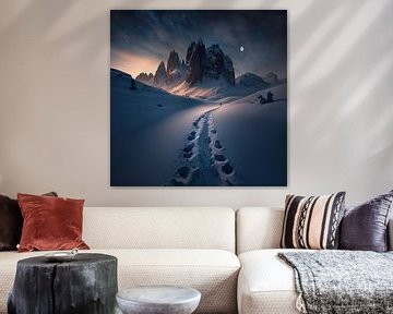 Dolomites Winter Landscape Starry Sky by Daniel Kogler