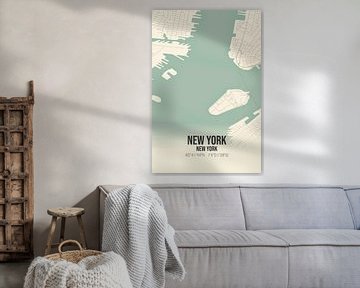 Vintage landkaart van New York (New York), USA. van MijnStadsPoster