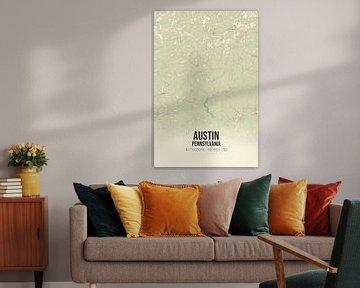 Vintage landkaart van Austin (Pennsylvania), USA. van Rezona