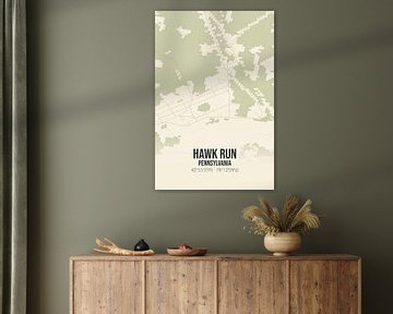 Vieille carte de Hawk Run (Pennsylvanie), USA. sur Rezona