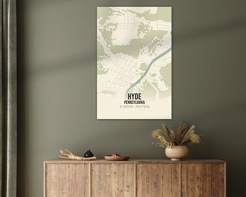 Vintage landkaart van Hyde (Pennsylvania), USA. van Rezona