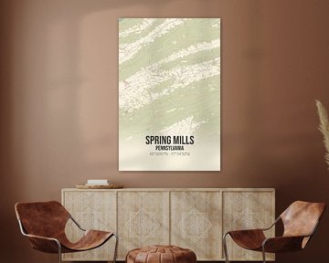Vintage landkaart van Spring Mills (Pennsylvania), USA. van MijnStadsPoster