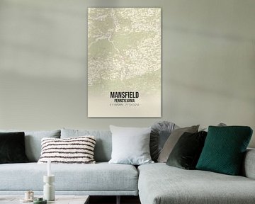 Vintage map of Mansfield (Pennsylvania), USA. by Rezona