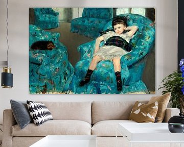 Meisje in een blauwe leunstoel, Mary Cassatt