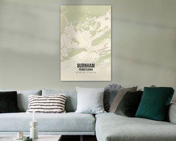 Vintage landkaart van Burnham (Pennsylvania), USA. van MijnStadsPoster