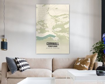 Vintage landkaart van Cornwall (Pennsylvania), USA. van Rezona