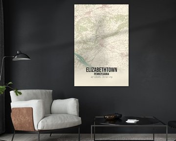 Vintage landkaart van Elizabethtown (Pennsylvania), USA. van MijnStadsPoster