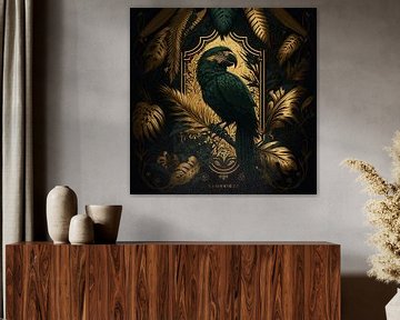 Gouden Kaketoe met prachtige donker groene jungle tinten van Surreal Media
