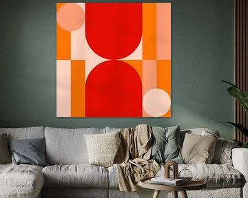 Funky retro geometrische 3. Moderne abstracte kunst in heldere kleuren.