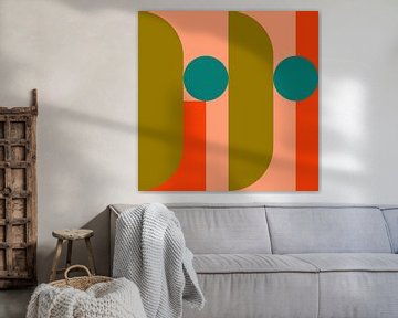 Funky retro geometrische 6. Moderne abstracte kunst in heldere kleuren.