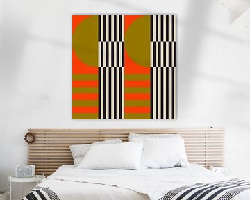 Funky retro geometrische 11. Moderne abstracte kunst in heldere kleuren. van Dina Dankers