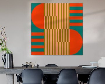 Funky retro geometrische 18. Moderne abstracte kunst in heldere kleuren. van Dina Dankers