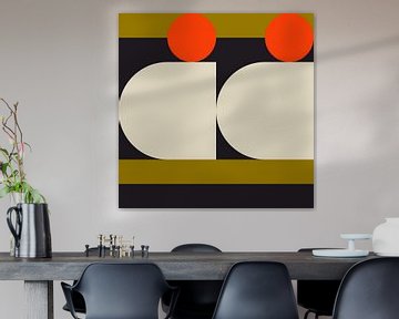 Flippige Retro-Geometrie 19. Moderne abstrakte Kunst in leuchtenden Farben. von Dina Dankers