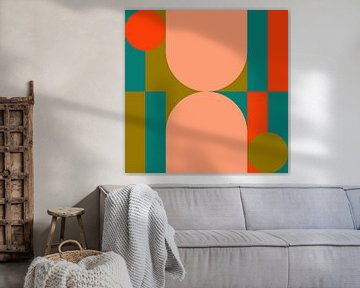 Flippige Retro-Geometrie 21. Moderne abstrakte Kunst in hellen Farben. von Dina Dankers