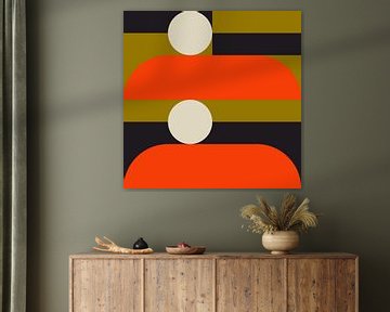 Funky retro geometrisch 1_1. Moderne abstracte kunst in heldere kleuren. van Dina Dankers