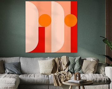 Funky retro geometrisch 3_1. Moderne abstracte kunst in heldere kleuren. van Dina Dankers