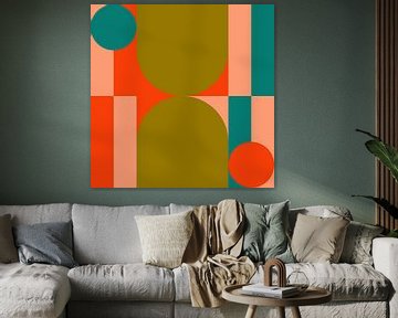 Funky retro geometrische 4_1. Moderne abstracte kunst in heldere kleuren. van Dina Dankers