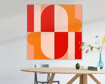 Funky retro geometrische 5_1. Moderne abstracte kunst in heldere kleuren. van Dina Dankers